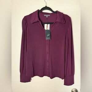 Adrianna Papell Plum Button-Front Blouse